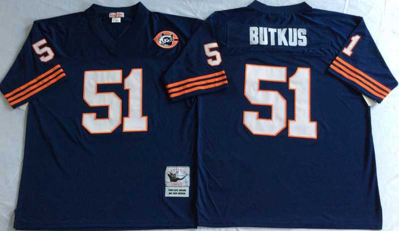 Bears 51 Dick Butkus Navy M&N Throwback Jersey->nfl m&n throwback->NFL Jersey